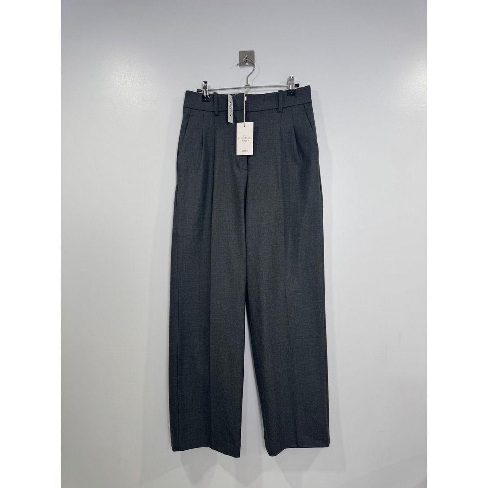 NWT Aritzia Women Heather Charcoal Effortless Pant Wide Leg Trousers Size 4